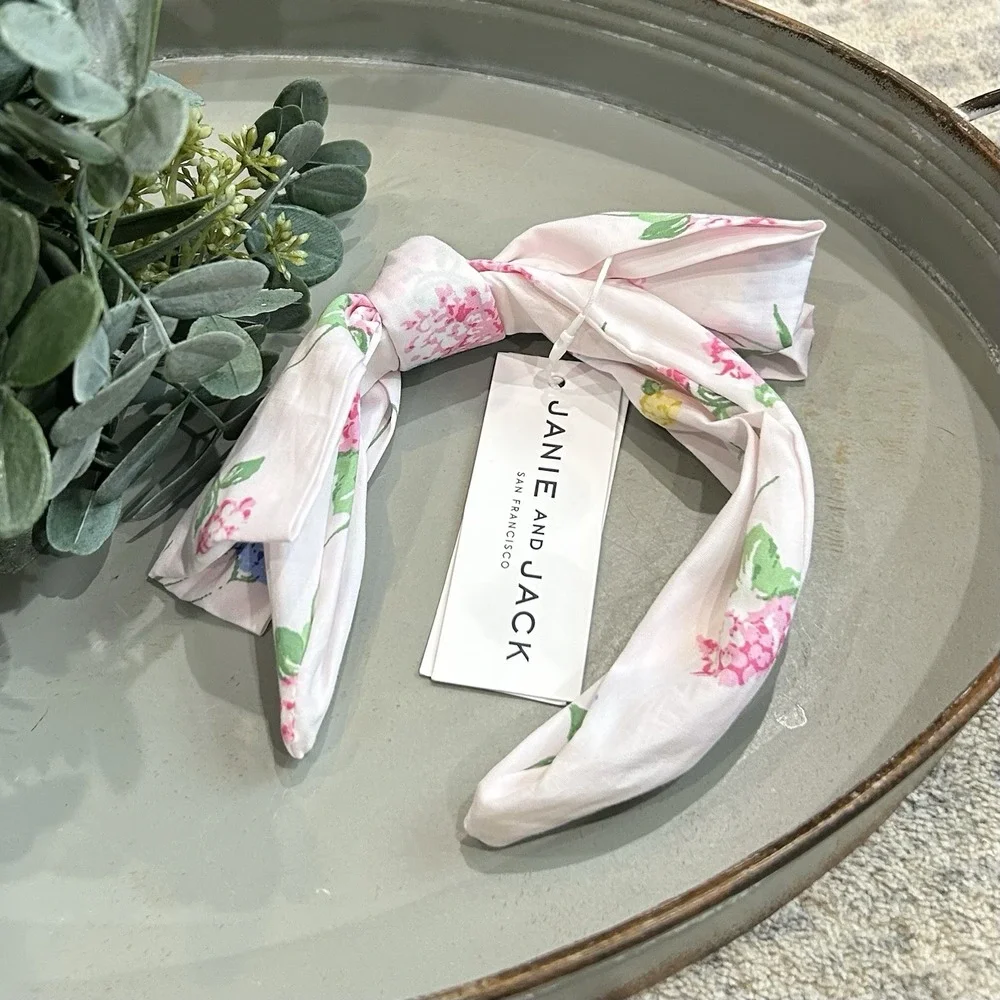 Janie And Jack‎ Floral Pink/Green Bow Headband NWT